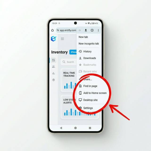 Android Chrome — Add to Home Screen option