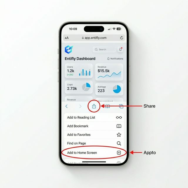 iPhone Safari — Add to Home Screen from Share sheet